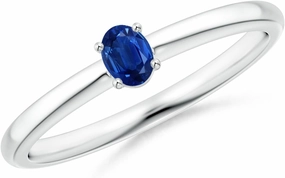 Angara Natural Classic Solitaire Oval Blue Sapphire Promise Ring in Silver / 14K Solid Gold/Platinum | September Birthstone, Birthday, Engagement, Anniversary, Wedding Jewelry Gift for Women