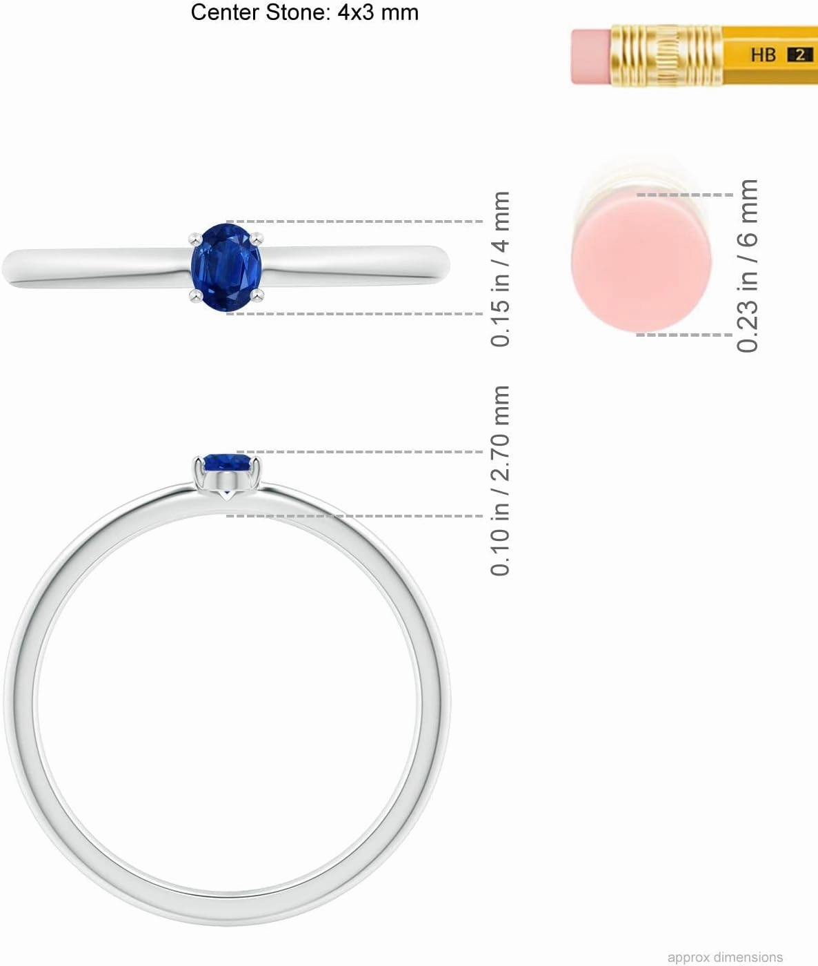Angara Natural Classic Solitaire Oval Blue Sapphire Promise Ring in Silver / 14K Solid Gold/Platinum | September Birthstone, Birthday, Engagement, Anniversary, Wedding Jewelry Gift for Women