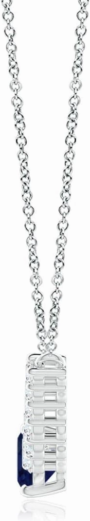 Angara Natural East-West Oval Sapphire Curved Bar Necklace with Diamonds in 14K Solid Gold/Platinum / 18K Solid Gold for Women | September Birthstone, Birthday, Anniversary Jewelry Gift for Women