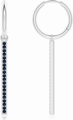ANGARA Natural Hinged Hoop Dangling Sapphire Bar Earrings in 14K Solid Gold/Platinum | September Birthstone, Birthday, Engagement, Anniversary, Wedding Jewelry Gift for Women