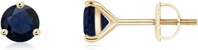 ANGARA Natural Martini-Set Round Blue Sapphire Stud Earrings in 14K Solid Gold/Platinum | September Birthstone, Birthday, Engagement, Anniversary, Wedding Jewelry Gift for Women