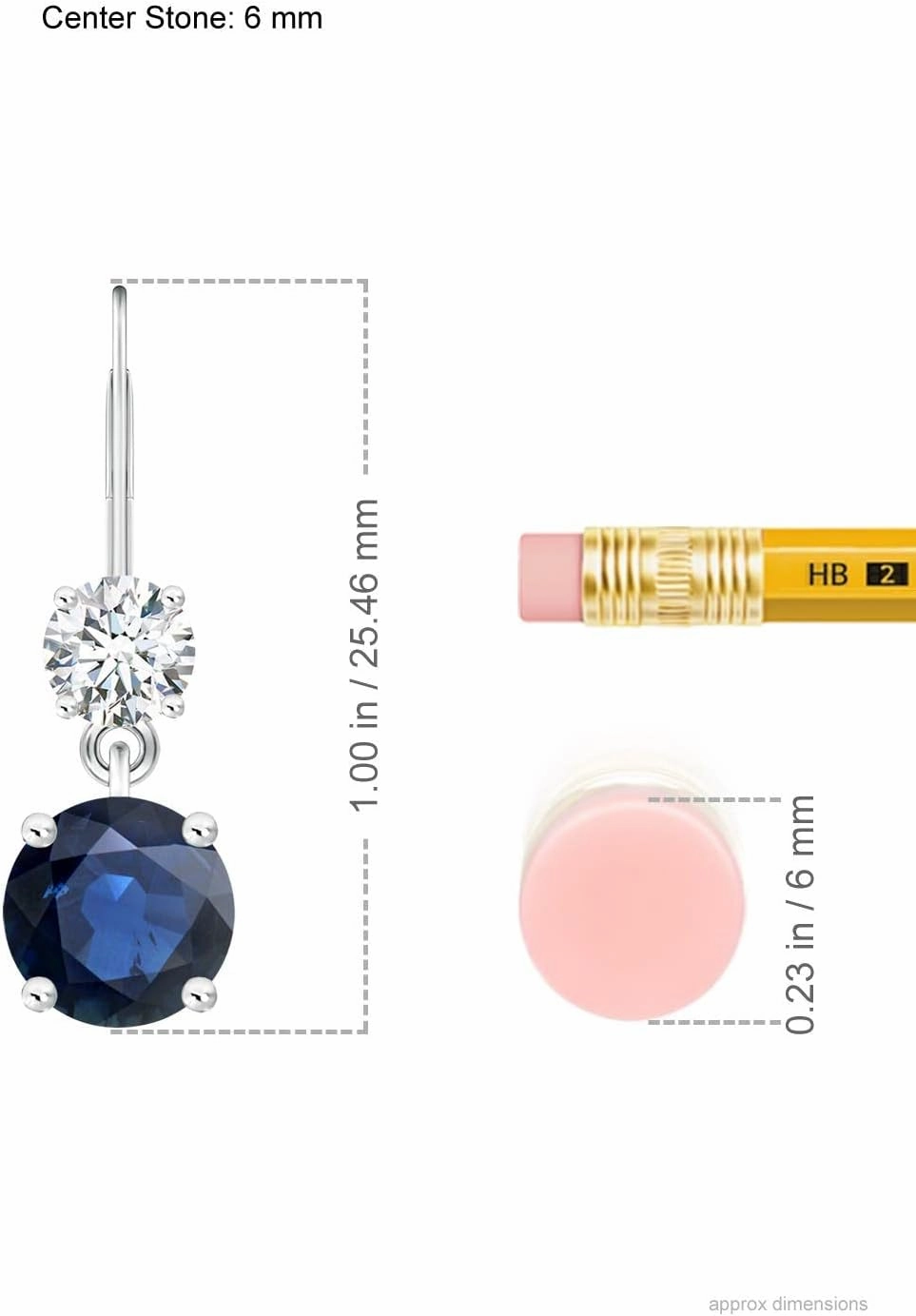 ANGARA Natural Round Blue Sapphire Leverback Dangle Earrings with Diamond in 14K Solid Gold/Platinum | September Birthstone, Birthday, Engagement, Anniversary, Wedding Jewelry Gift for Women