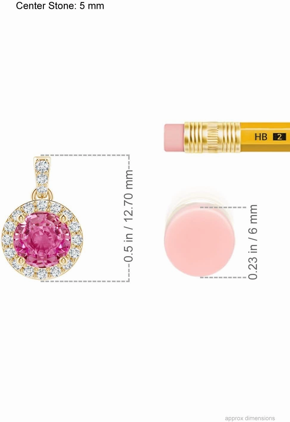 Angara Natural Round Pink Sapphire Dangle Pendant with Diamond Halo in 14K Solid Gold/Platinum | Birthday, Engagement, Anniversary, Wedding Jewelry Gift for Women