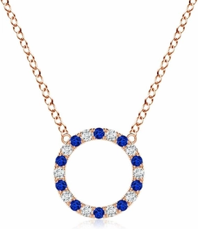 Angara Natural Sapphire and Diamond Open Circle Eternity Pendant in 14K Solid Gold/Platinum | Birthday, Engagement, Anniversary, Wedding Jewelry Gift for Women
