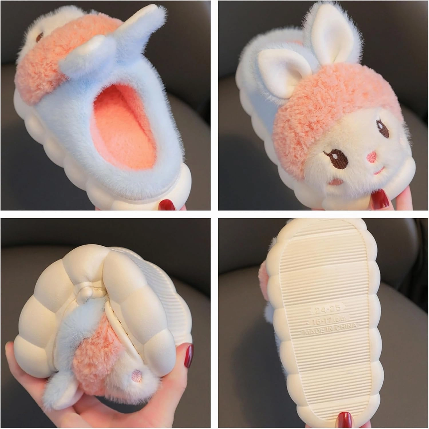 Animal slippers for women Cute rabbit slippers Soft warm winter home plush cotton slippers Cotton shoes