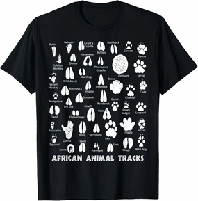 Animal Tracks African Wildlife Footprints Safari Hunting Zoo T-Shirt