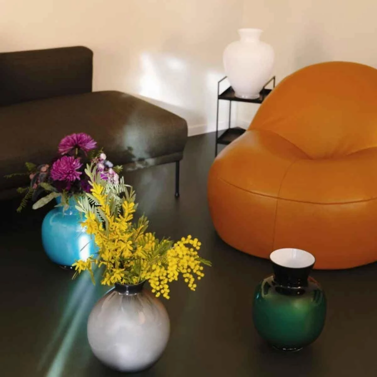 Anna Aqua Glass Vase 34 cm