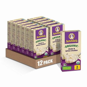 Annie's Organic Macaroni and Cheese, Shells and White Cheddar, 6 oz (Pack of 12)