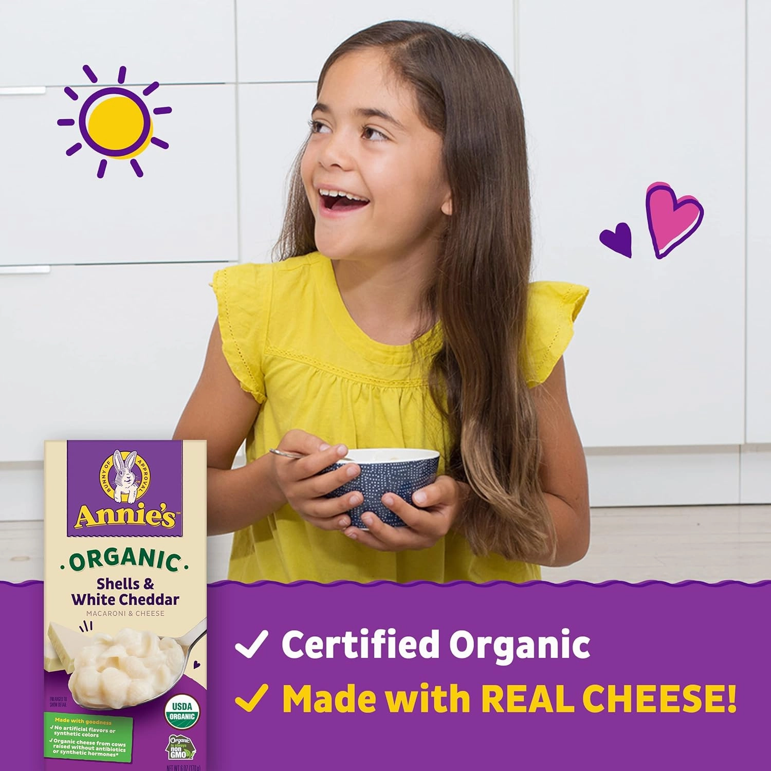 Annie's Organic Macaroni and Cheese, Shells and White Cheddar, 6 oz (Pack of 12)