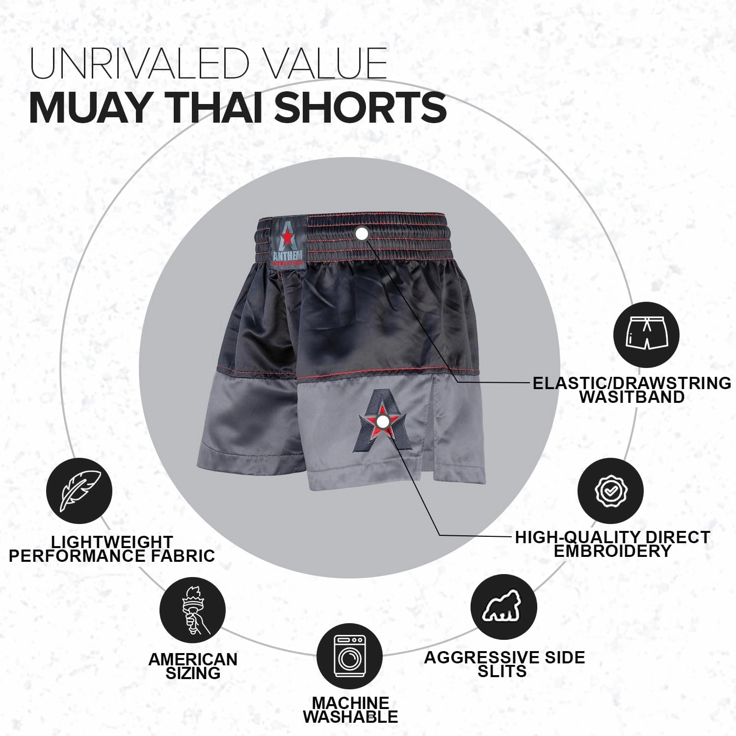 Anthem Athletics Muay Thai Shorts Men, Muay Thai Shorts Women - Kickboxing Short Boxing Trunks 5050 Classic Infinity Resolute