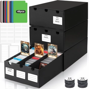 AOBOPLE Trading Card Storage Box,9000  Cardboard Cards Organizer Box with 48 Card Dividers,Labels and Tape,Card Deck Box for MTG TCG PTCG Sport Cards