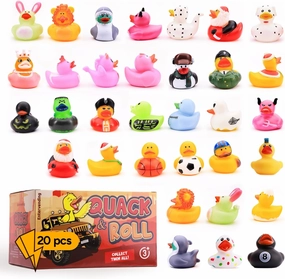 Assorted Rubber Ducks Jeep Ducks for Ducking 20pcs in Gift Box - 2" Rubber Ducks Bath Toys for Toddlers 1-3 Party Favors - Summer Beach Pool Toys Baby Shower Gifts Pinata Stuffers Prizes for Kids