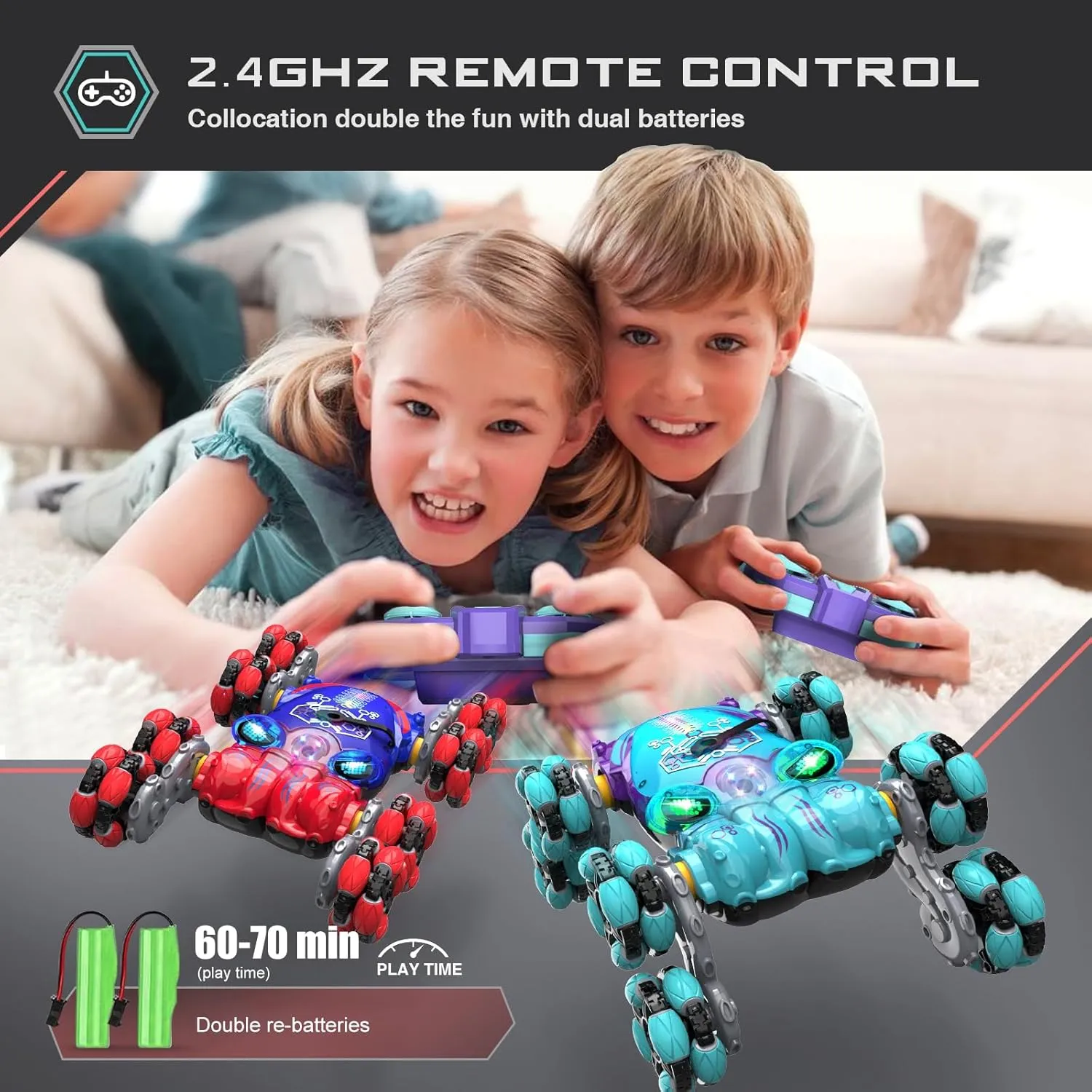 ATHLERIA 8WD Gesture Sensing Rc Stunt Car Toys for Boy Age 8-13,Octopus Remote Control Cars with Spray Lights,Racing Drift Car,Christmas Birthday Easter Gifts for Boys Girls Teens 8 Years and up