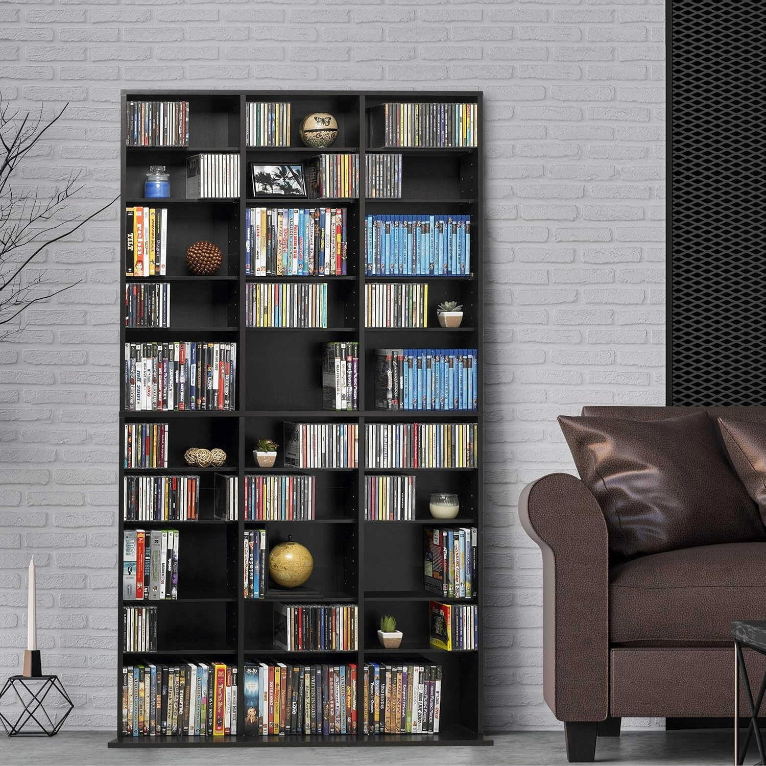 Atlantic Oskar 1080 Media Storage Cabinet – Protects & Organizes Prized Music, Movie, Video Games or Memorabilia Collections, PN 38435714 in Espresso