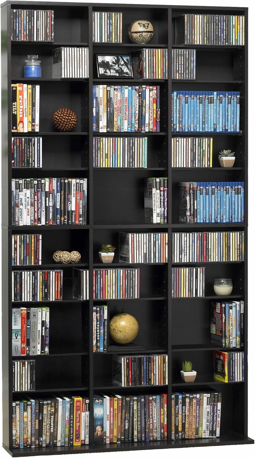 Atlantic Oskar 1080 Media Storage Cabinet – Protects & Organizes Prized Music, Movie, Video Games or Memorabilia Collections, PN 38435714 in Espresso