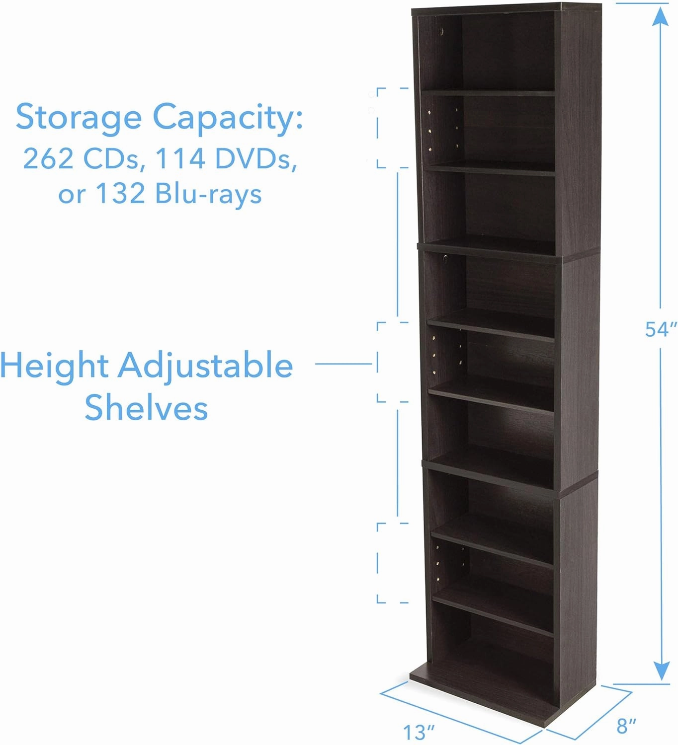 Atlantic Summit Media Storage Cabinet – Protects & Organizes Prized Music, Movie, Video Games or Memorabilia Collections, PN 74735727 in Espresso