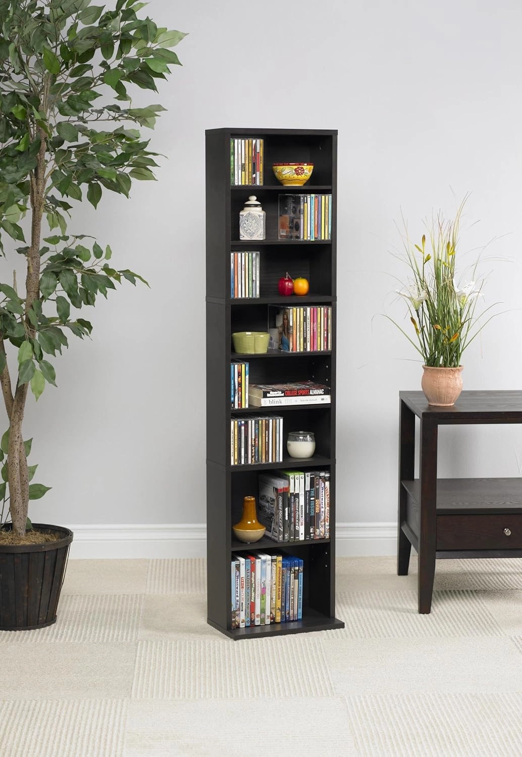 Atlantic Summit Media Storage Cabinet – Protects & Organizes Prized Music, Movie, Video Games or Memorabilia Collections, PN 74735727 in Espresso