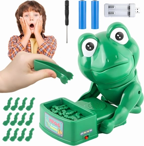 Atlodas Tricky Biting Frog, Tricky Frog Biting Finger Toy, Biting Toys Game for Parties Tricky Christmas (Green-Charging)