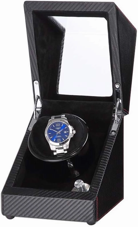 Automatic Single Watch Winder Box, Flexible Plush Pillow, Wood Shell Piano Paint Exterior, Super Quiet Motor, 4 Rotation Modes Accessories，A