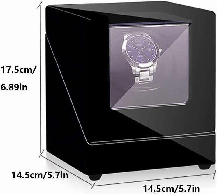 Automatic Single Watch Winder Box, Flexible Plush Pillow, Wood Shell Piano Paint Exterior, Super Quiet Motor, 4 Rotation Modes Accessories，A