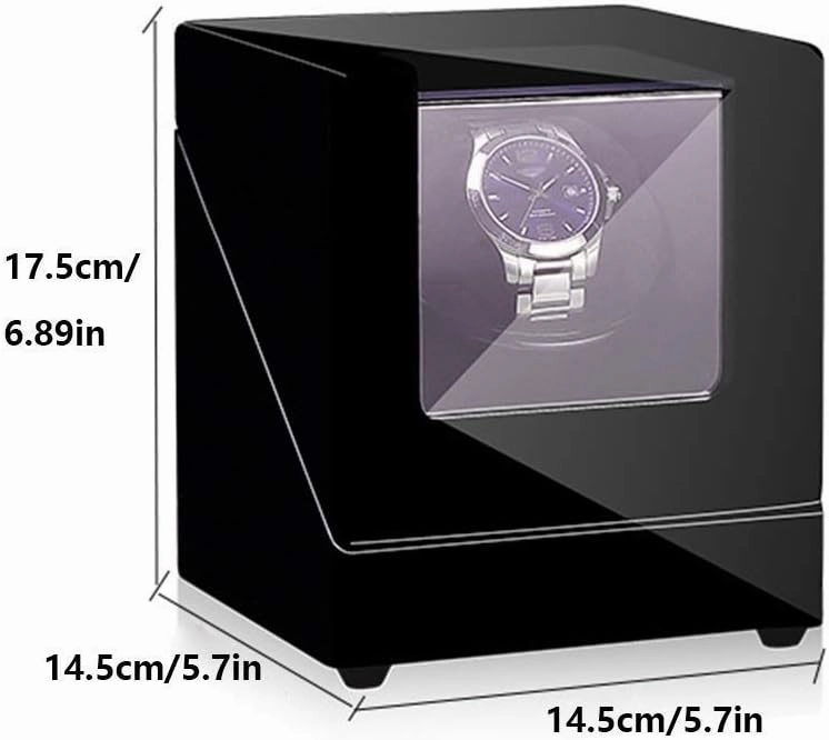 Automatic Single Watch Winder Box, Flexible Plush Pillow, Wood Shell Piano Paint Exterior, Super Quiet Motor, 4 Rotation Modes,D