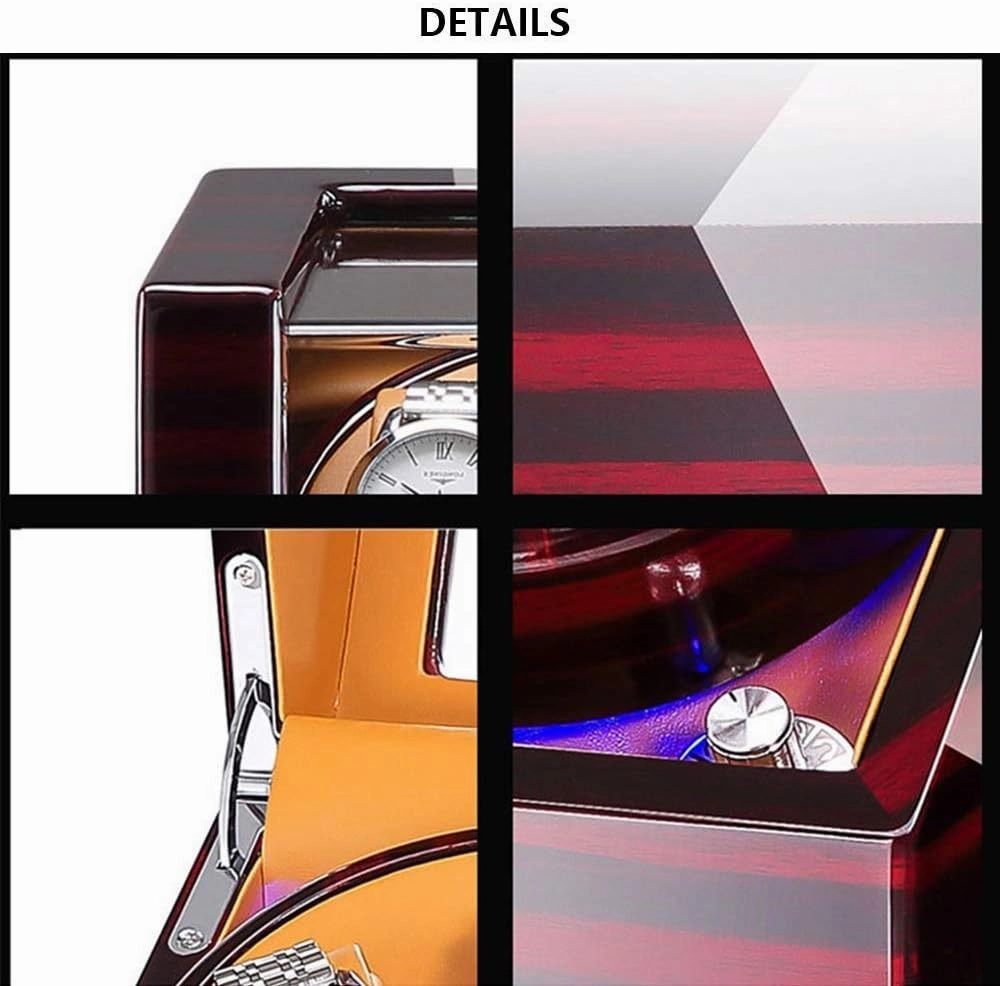 Automatic Single Watch Winder Box, Flexible Plush Pillow, Wood Shell Piano Paint Exterior, Super Quiet Motor, 4 Rotation Modes,D