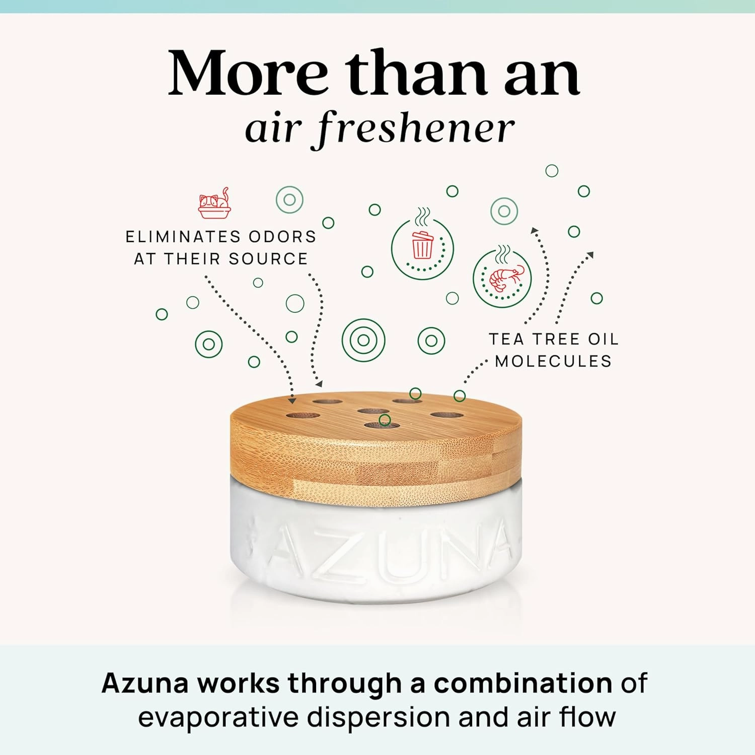Azuna Air Freshener & Odor Eliminator Gel 4 Room Kit, Includes (4) 8 oz. Empty Luxe Glass Jars & 24 oz. Refill with Tea Tree Essential Oil, Amalfi Breeze, Works 24/7 for 60-90 Days