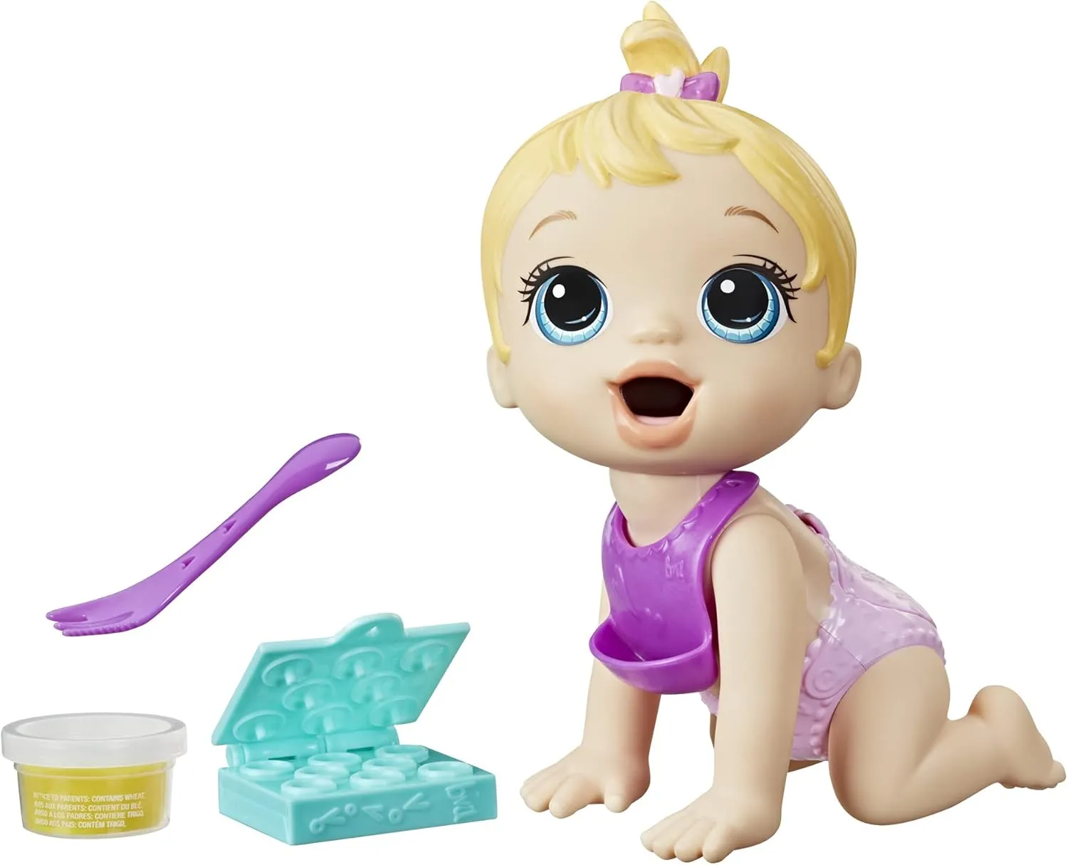 Baby Alive Lil Snacks Doll, Eats and Poops, Snack-Themed 8-Inch Baby Doll, Snack Box Mold, Toy for Kids Ages 3 and Up, Blonde Hair