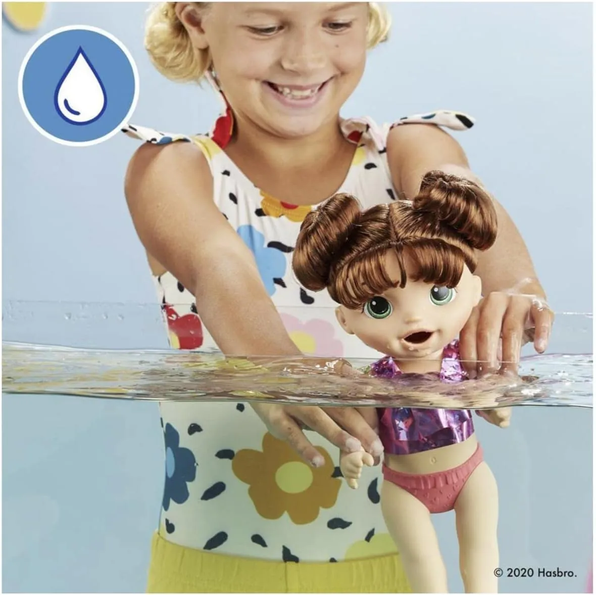 Baby Alive Sunshine Snacks Doll, Eats and Poops, Summer-Themed Waterplay Baby Doll, Ice Pop Mold, Toy for Kids Ages 3 and Up, Brown Hair