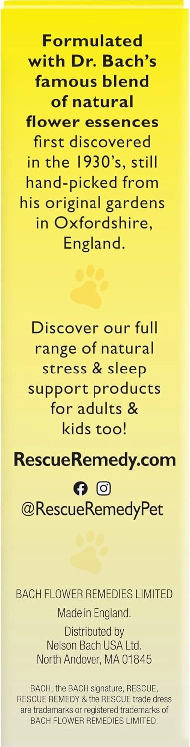 Bach RESCUE REMEDY PET for Dogs 20mL, Natural Calming Drops, Stress Relief for Dogs & Puppies, Caused by Separation, Thunder, Fireworks, Homeopathic Flower Remedy