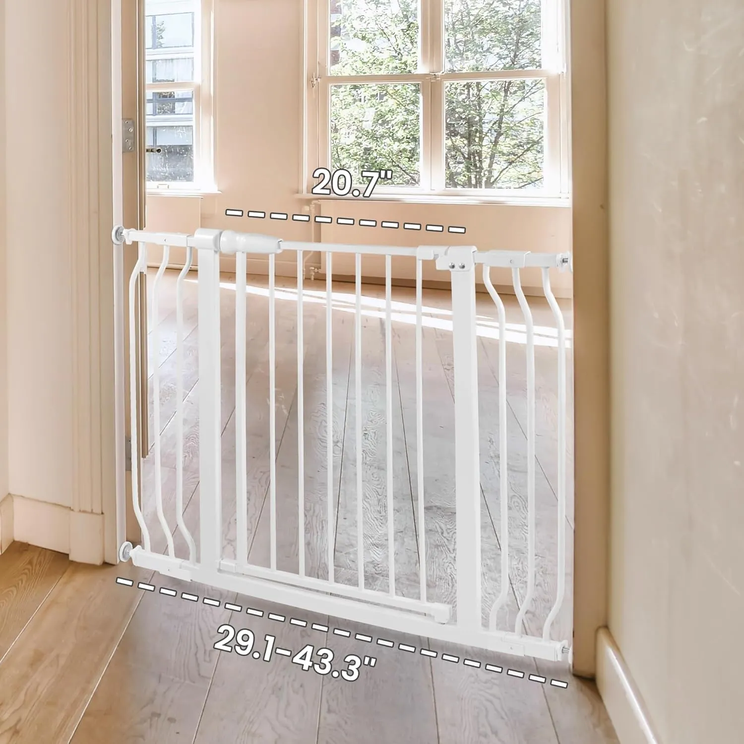 BalanceFrom Easy Walk-Thru Safety Gate for Doorways and Stairways with Auto-Close/Hold-Open Features, Fits 29.1-43.3 Inch Openings, Multiple Heights and Colors