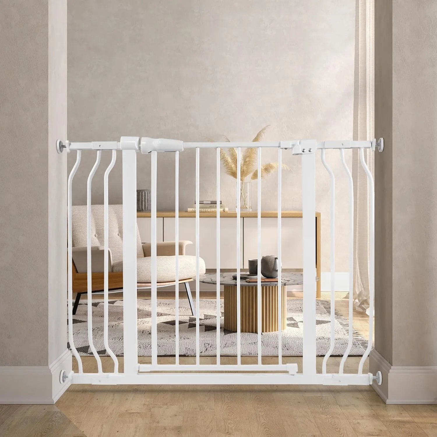 BalanceFrom Easy Walk-Thru Safety Gate for Doorways and Stairways with Auto-Close/Hold-Open Features, Fits 29.1-43.3 Inch Openings, Multiple Heights and Colors
