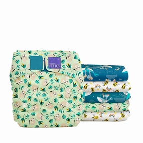 Bambino Mio, Miosolo Classic Reusable Cloth Diapers Set, Adjustable Size, Rainforest Print, Pack of 6