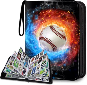 Baseball Card Binder, Card Binder 900 Pockets, Sports Card Albums Fits 900 Cards with 50 Removable Sleeves, Zipper Collectible Card Holder Organizer for Trading Cards, Baseball Gifts for Boys