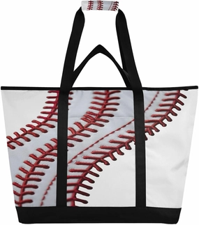 Baseball Stripes Reusable Insulated Lunchbox Cooler Bag, Leakproof Kitchen Grocery Bag Collapsible Portable Cooler Tote Bag for Picnic, Camping, Office, Travel