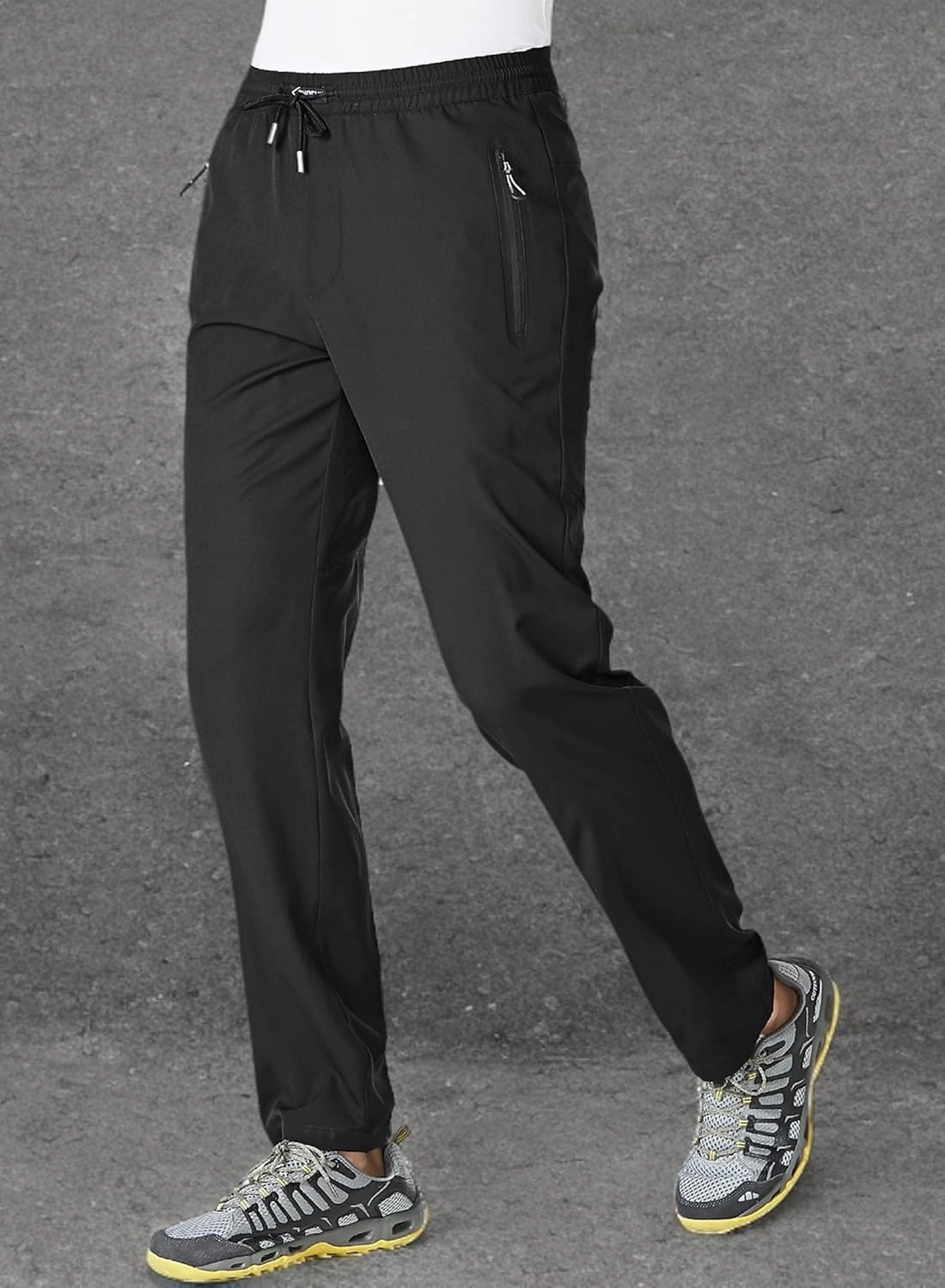 BASUDAM Men's Athletic Pants Thin Lightweight Quick Dry Zipper Pockets Outdoor Sports Pants for Running Jogging Hiking