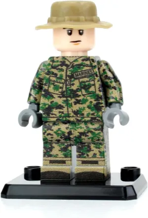 Battle Brick 1.6 Inches Tall Collectible Marine Woodland MARPAT Duty Uniform | Genuine Military Minifig | Custom Camo Printing | Great Gift