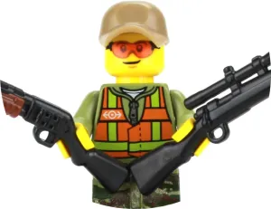 Battle Brick Collectible 1.6 Inches Tall Deer Hunter Custom Minifigure Outdoorsman | Genuine Minifig | Camouflage Printed in The USA | | Great Gift for Ages 10  to Adult AFOL