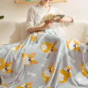 Bedsure Dog Blanket - Aesthetic Cute Corgi Fleece Throw for Girls Boys Teens Kids as Gifts, Soft, Cozy and Plush Animal Pattern Blankets for Couch Sofa Bed Camping, 50x60
