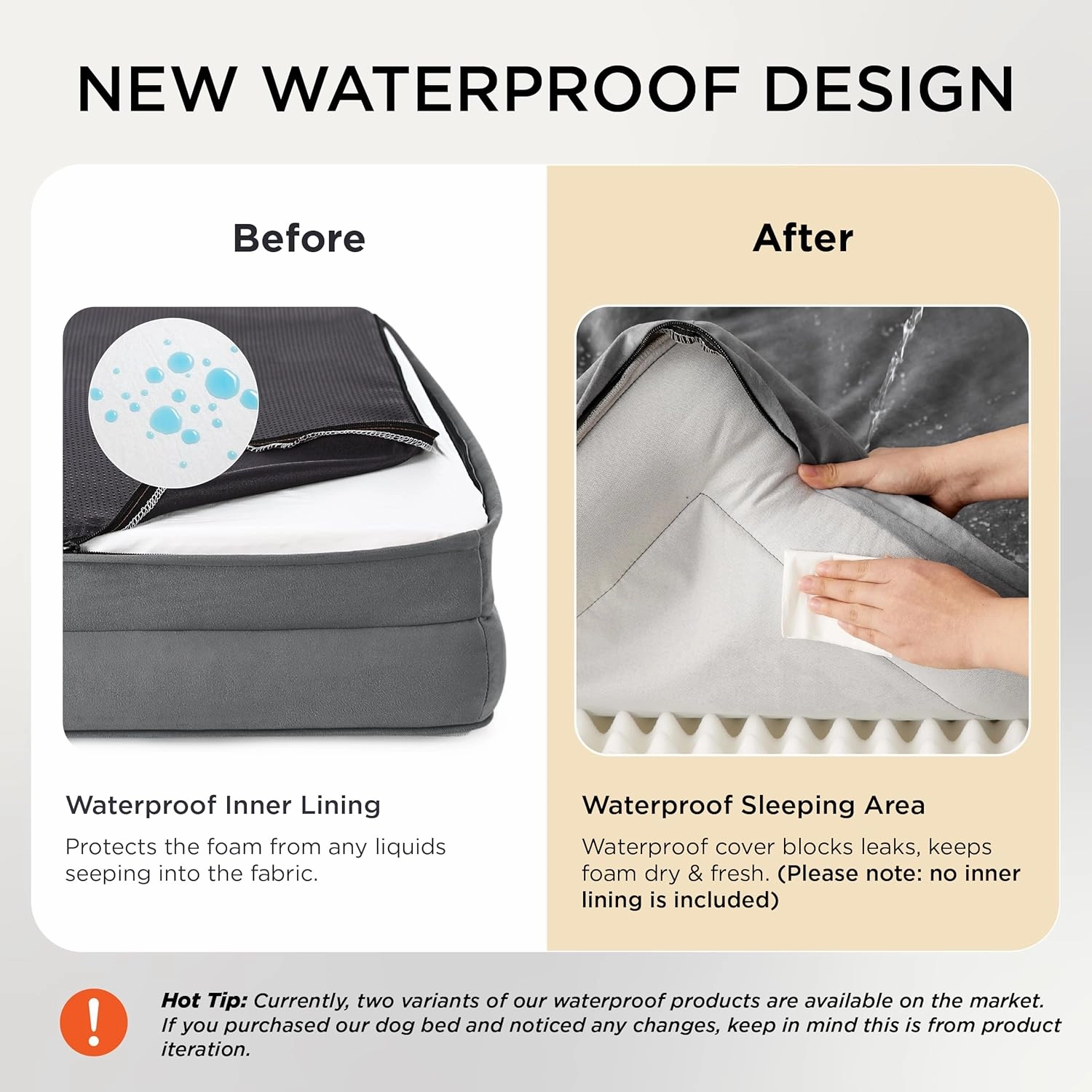 Bedsure Orthopedic Dog Beds Large Sized Dog - Washable Large Dogs Bed Waterproof, Big Comfort Pet Couch with Washable Removable Cover, Supportive Foam Pets Sofa with Nonskid Bottom,Grey