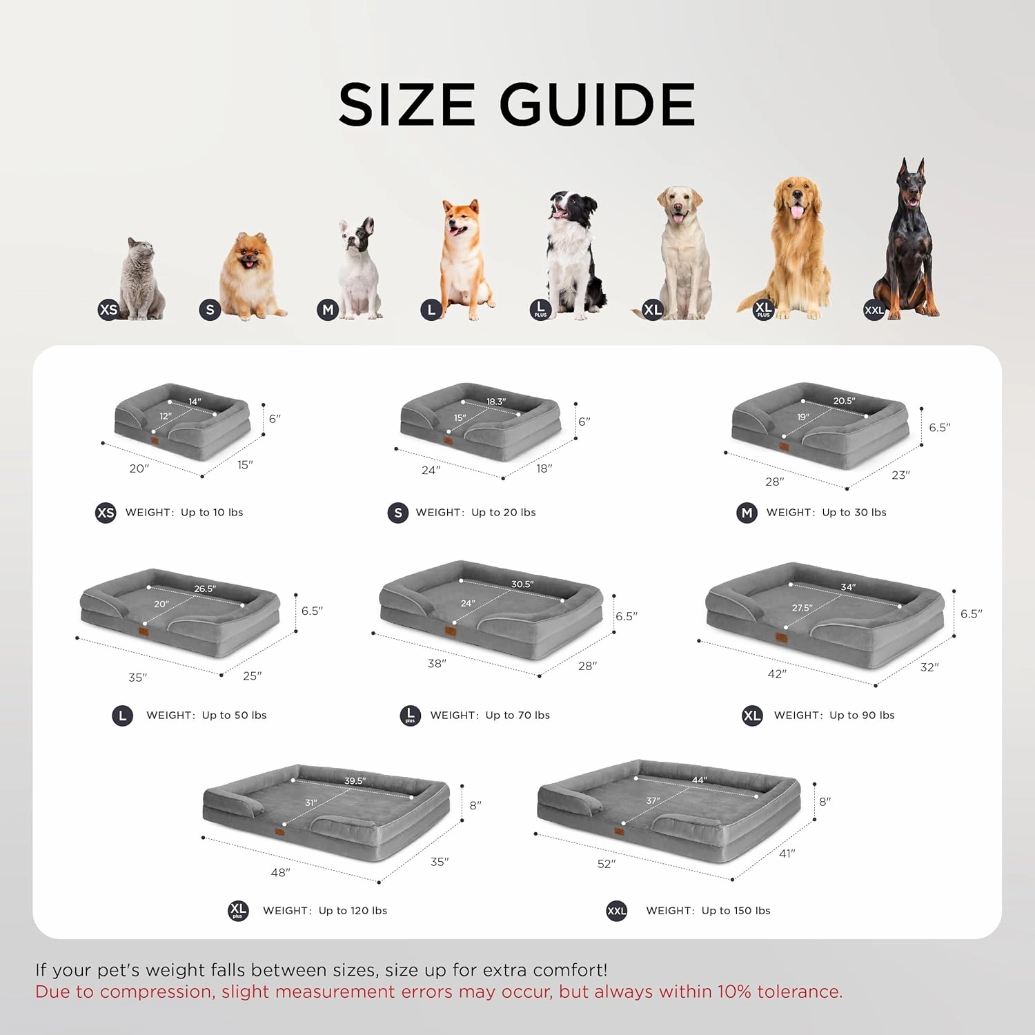 Bedsure Orthopedic Dog Beds Large Sized Dog - Washable Large Dogs Bed Waterproof, Big Comfort Pet Couch with Washable Removable Cover, Supportive Foam Pets Sofa with Nonskid Bottom,Grey