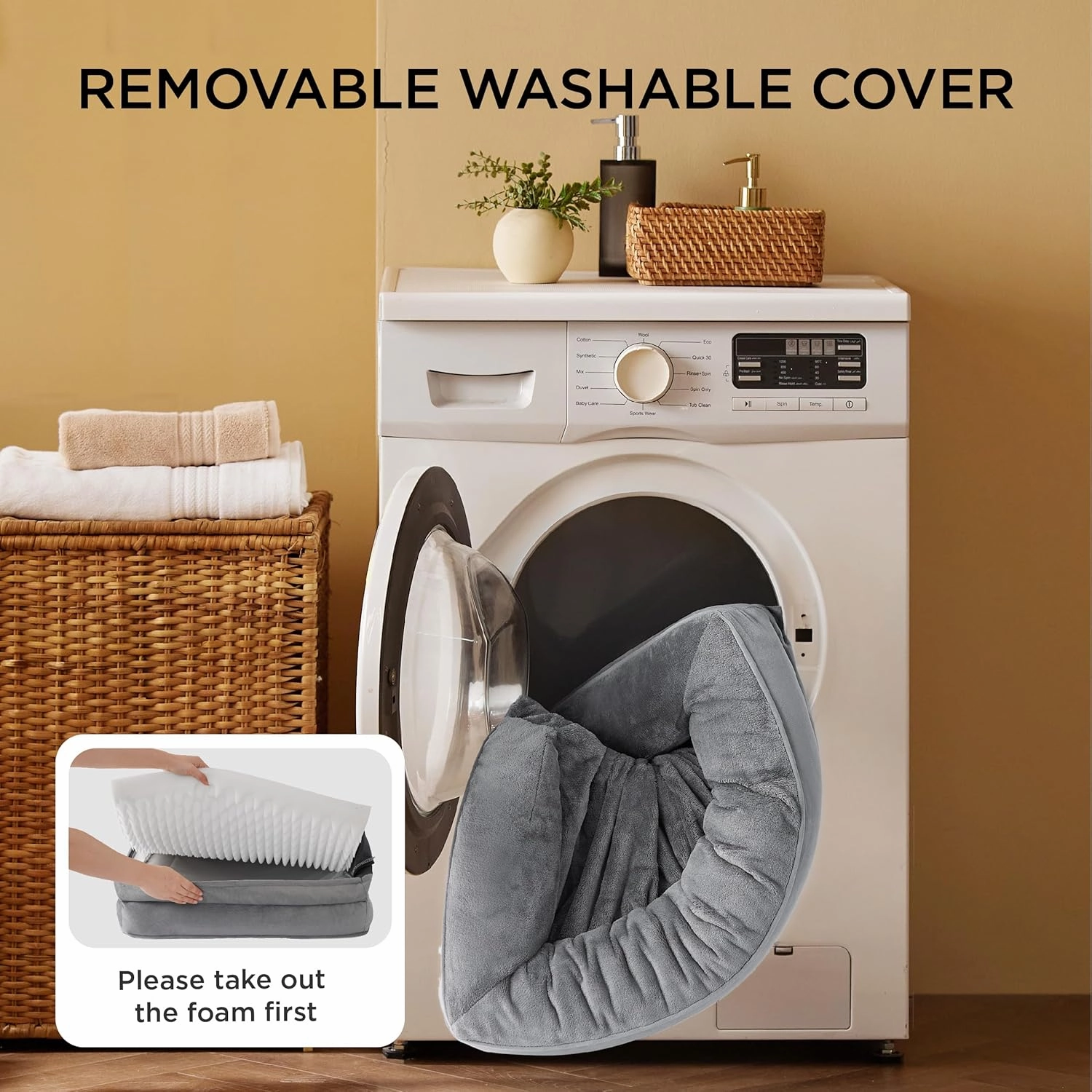 Bedsure Orthopedic Dog Beds Large Sized Dog - Washable Large Dogs Bed Waterproof, Big Comfort Pet Couch with Washable Removable Cover, Supportive Foam Pets Sofa with Nonskid Bottom,Grey