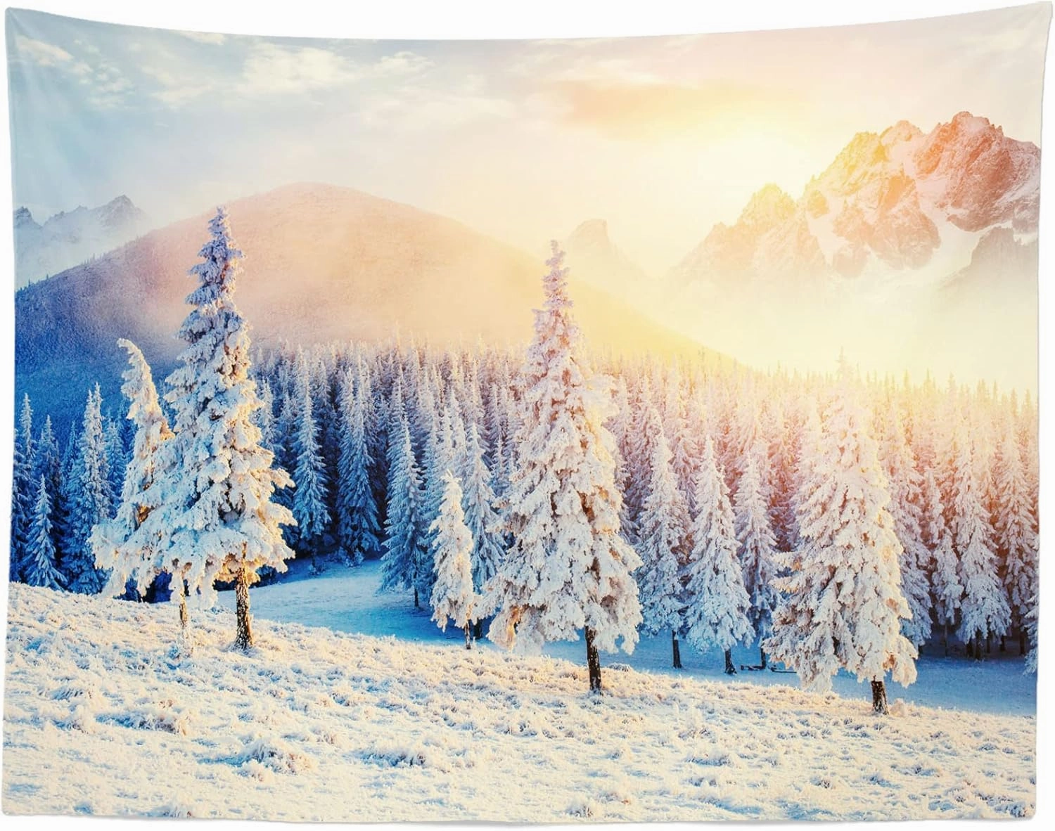 BELECO 10x6.5ft Fabric Christmas Winter Backdrop Frozen Crystal Ice and Snow World Photography Background for Kids Fairy Tale Xmas Eve Birthday Party Decor Photo Booth Studio Props