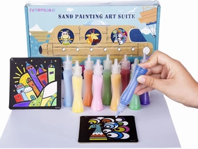 Berry President Sand Art Kits for Kids, Sand Painting Kits for Kids, Sand Art Pictures Peel and Stick Kit with 10 Bottles Colored Sand for Children