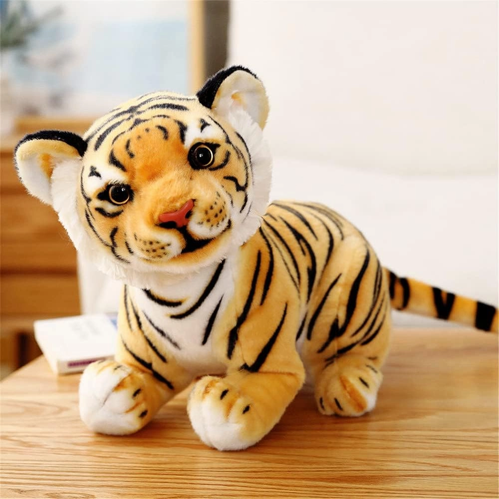 Berry President Stuffed Animal Toys, Plush Toys, Sitting Tiger Stuffed Toys, Lifelike and Lovely Animal Dolls, Gifts for 3  Boys and Girls (Yellow, 9.4 in)