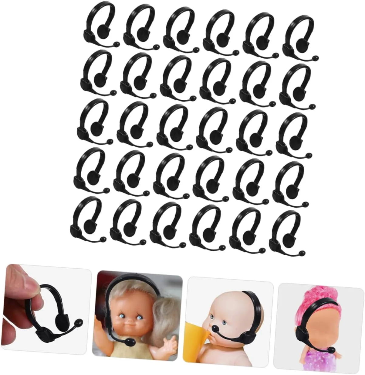 BESPORTBLE 2sets 100pcs Mini Dollhouse Earphone Props Simulation Headset Ornament for Doll Decor Creative for DIY Dollhouse Accessories 100pcs*2