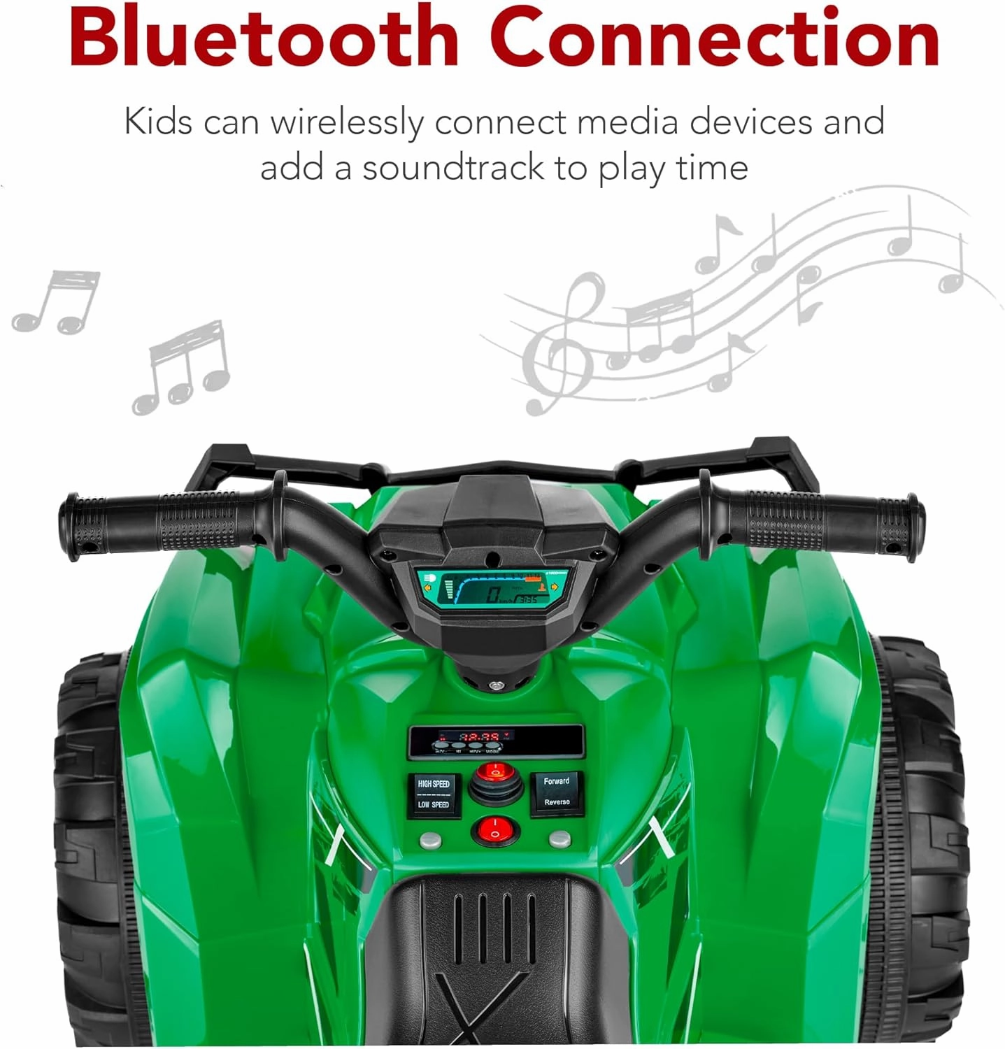 Best Choice Products 12V Kids Ride-On Electric ATV, 4-Wheeler Quad Car Toy w/Bluetooth Audio, 2.4mph Max Speed, Treaded Tires, LED Headlights, Radio - Kelly Green