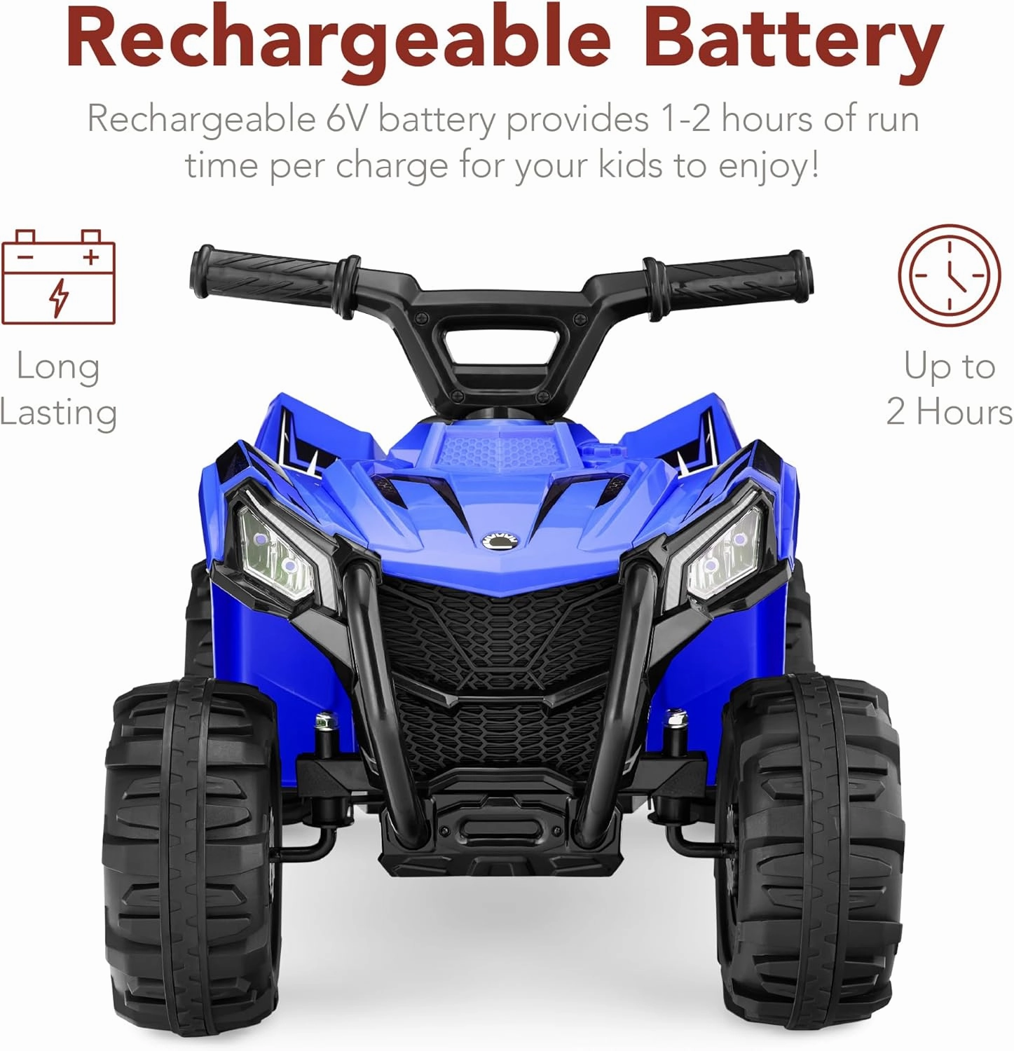 Best Choice Products 6V Kids Ride On Toy, 4-Wheeler Quad ATV Play Car w/ 1.8MPH Max Speed, Treaded Tires, Rubber Handles, Push-Button Accelerator - Blue