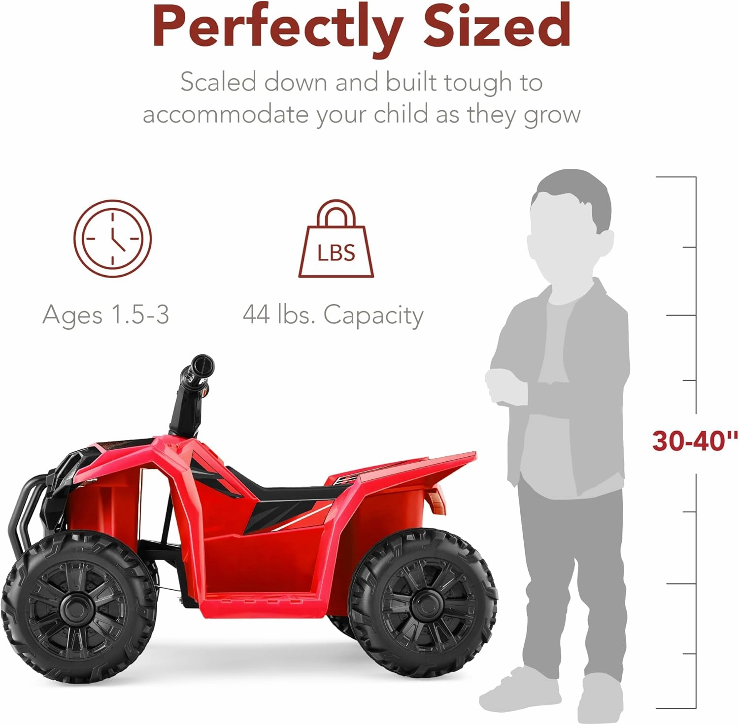 Best Choice Products 6V Kids Ride On Toy, 4-Wheeler Quad ATV Play Car w/ 1.8MPH Max Speed, Treaded Tires, Rubber Handles, Push-Button Accelerator - Red