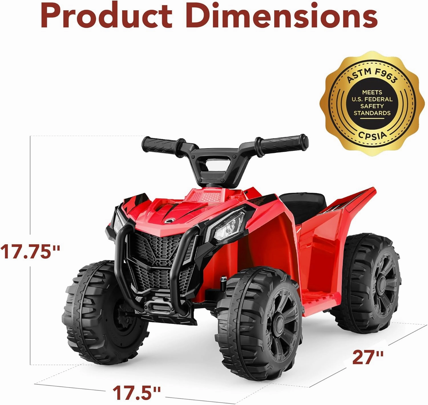 Best Choice Products 6V Kids Ride On Toy, 4-Wheeler Quad ATV Play Car w/ 1.8MPH Max Speed, Treaded Tires, Rubber Handles, Push-Button Accelerator - Red